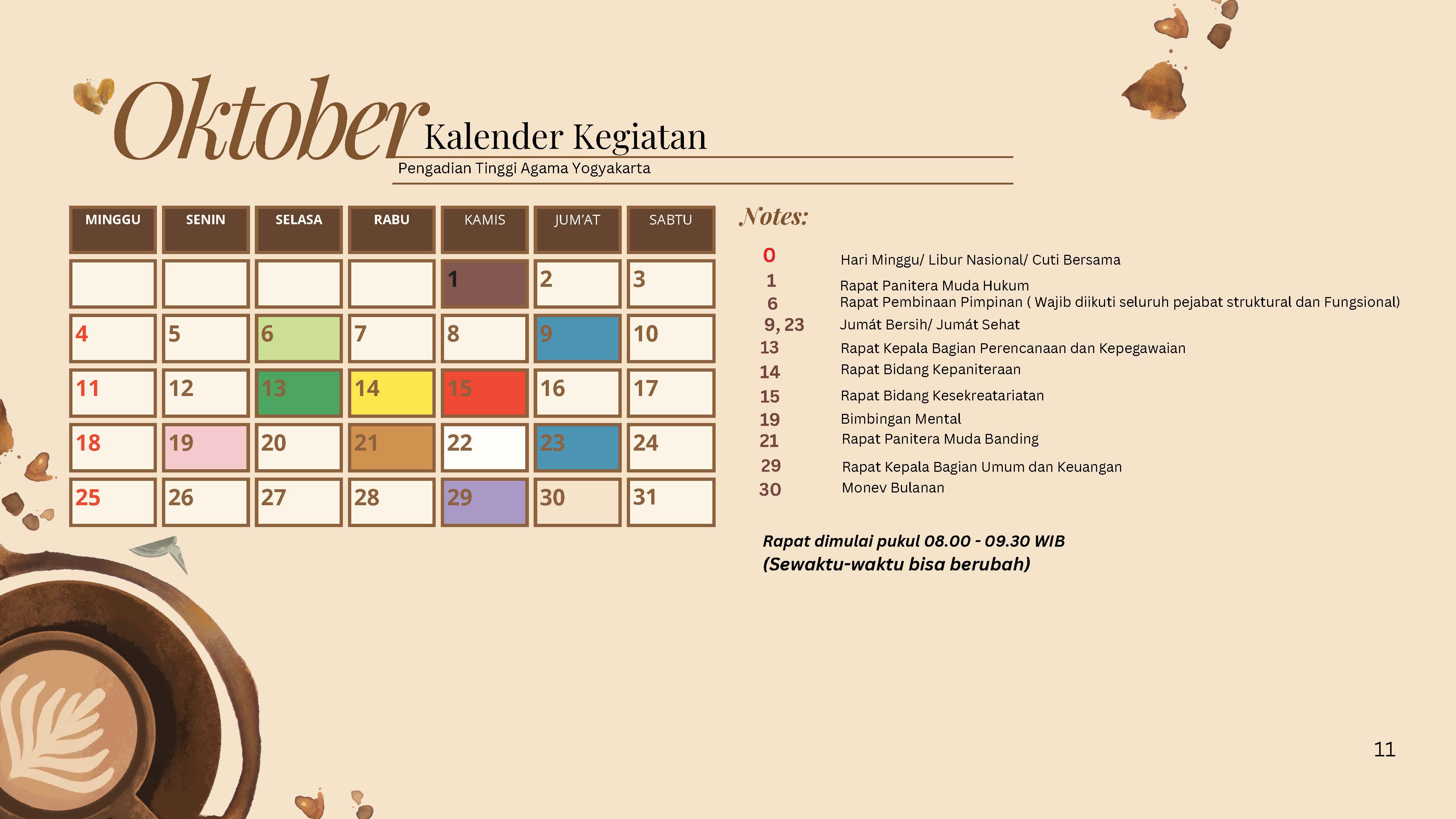 Kalender Kegiatan Bulan Oktober 2026